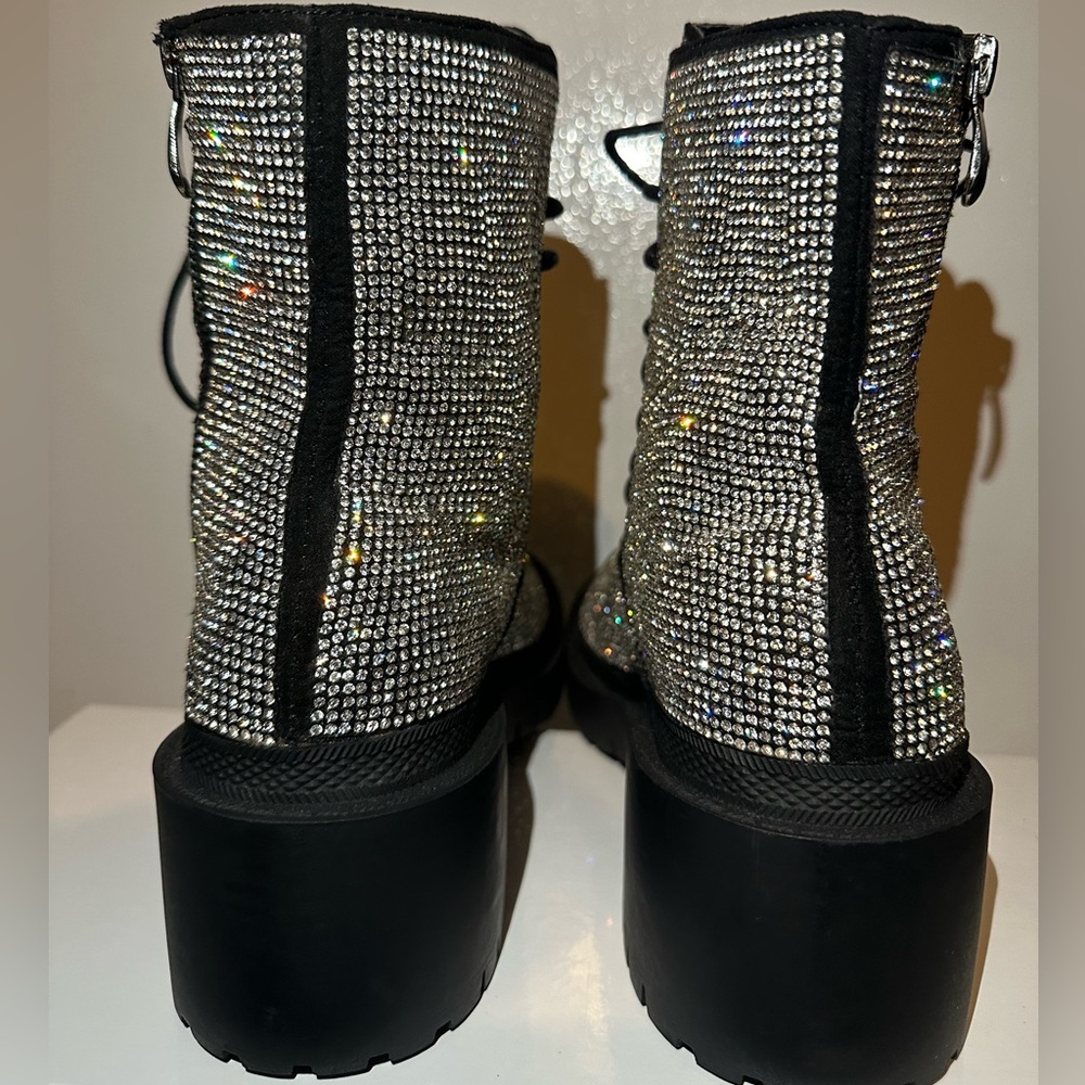 Women's Rhinestone Combat Boots - Picture 3 of 5